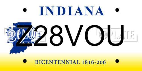Z28VOU Indiana License Plate