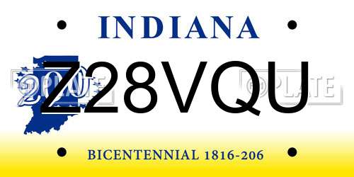 Z28VQU Indiana License Plate