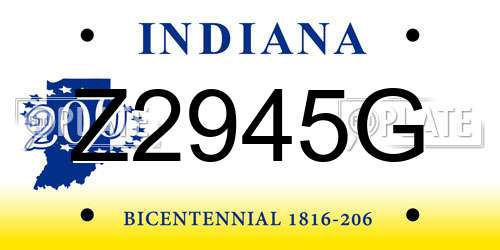 Z2945G Indiana License Plate