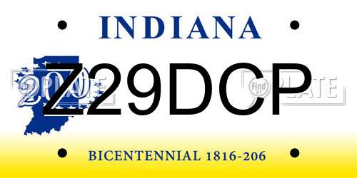 Z29DCP Indiana License Plate