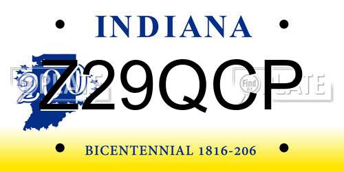 Z29QCP Indiana License Plate