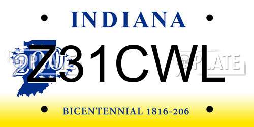 Z31CWL Indiana License Plate