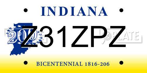 Z31ZPZ Indiana License Plate