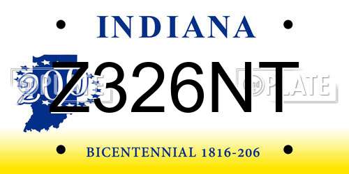 Z326NT Indiana License Plate