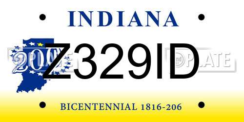 Z329ID Indiana License Plate