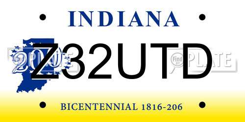 Z32UTD Indiana License Plate