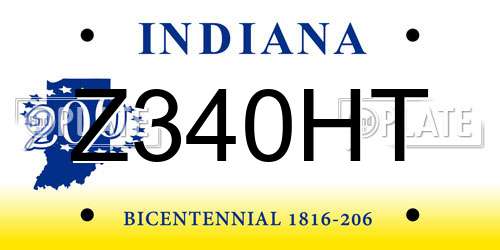 Z340HT Indiana License Plate