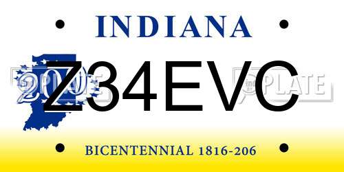 Z34EVC Indiana License Plate
