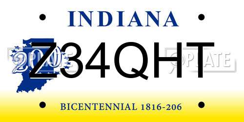 Z34QHT Indiana License Plate