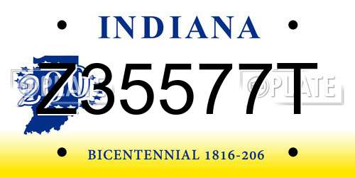 Z35577T Indiana License Plate
