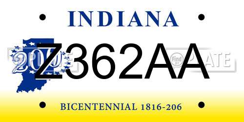 Z362AA Indiana License Plate