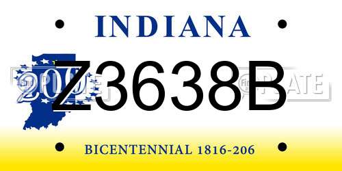 Z3638B Indiana License Plate