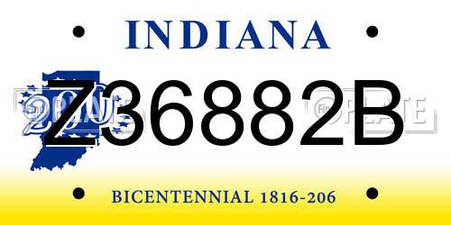 Z36882B Indiana License Plate