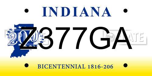 Z377GA Indiana License Plate