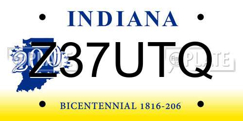 Z37UTQ Indiana License Plate