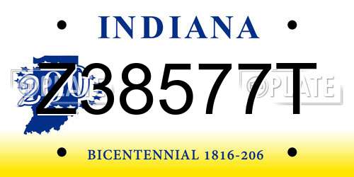 Z38577T Indiana License Plate