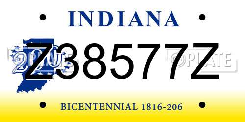 Z38577Z Indiana License Plate