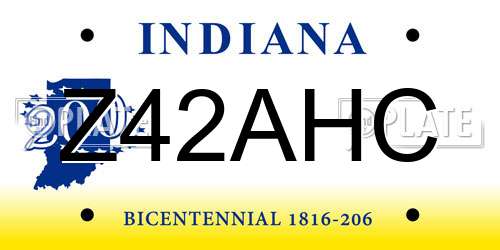 Z42AHC Indiana License Plate