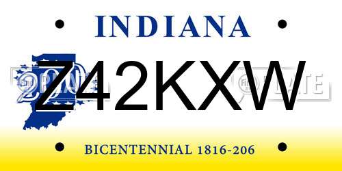 Z42KXW Indiana License Plate