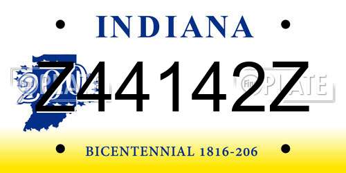 Z44142Z Indiana License Plate