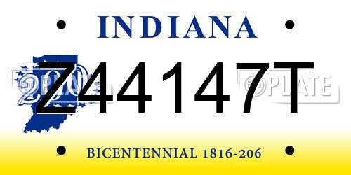 Z44147T Indiana License Plate