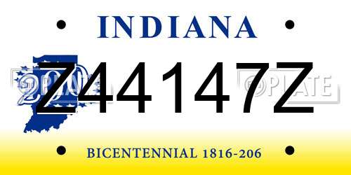 Z44147Z Indiana License Plate