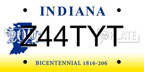 Z44TYT Indiana License Plate