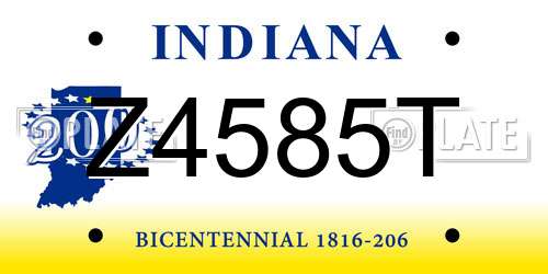 Z4585T Indiana License Plate