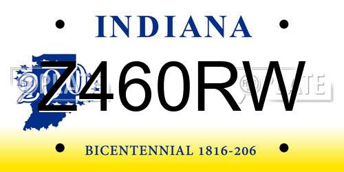 Z460RW Indiana License Plate