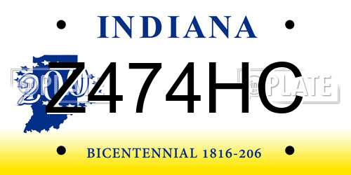 Z474HC Indiana License Plate