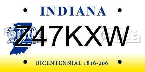 Z47KXW Indiana License Plate