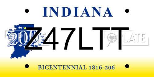 Z47LTT Indiana License Plate