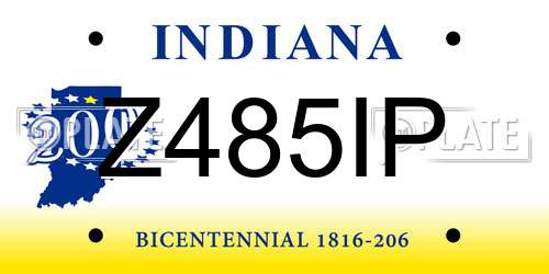 Z485IP Indiana License Plate