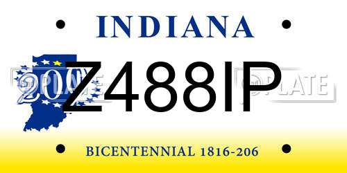 Z488IP Indiana License Plate