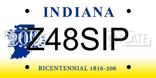 Z48SIP Indiana License Plate