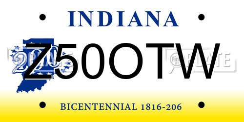 Z50OTW Indiana License Plate