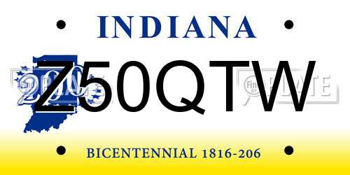 Z50QTW Indiana License Plate