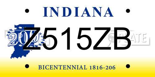 Z515ZB Indiana License Plate
