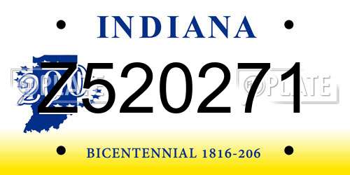 Z520271 Indiana License Plate