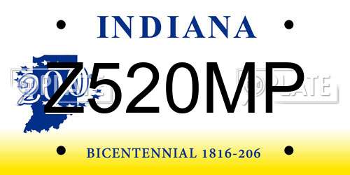 Z520MP Indiana License Plate