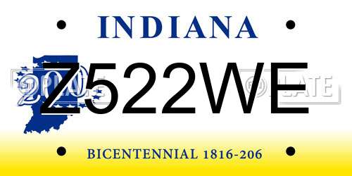 Z522WE Indiana License Plate