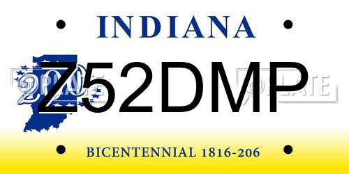 Z52DMP Indiana License Plate