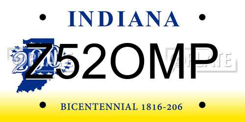 Z52OMP Indiana License Plate