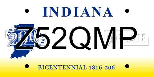 Z52QMP Indiana License Plate