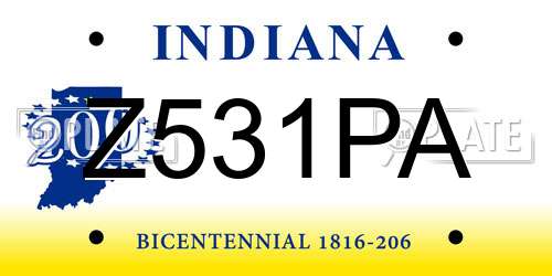 Z531PA Indiana License Plate