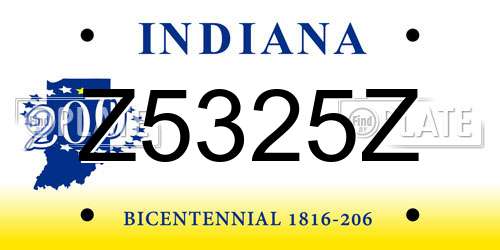 Z5325Z Indiana License Plate