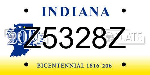 Z5328Z Indiana License Plate