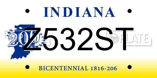 Z532ST Indiana License Plate