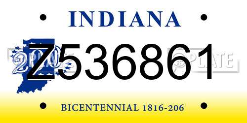 Z536861 Indiana License Plate