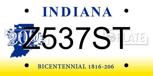 Z537ST Indiana License Plate